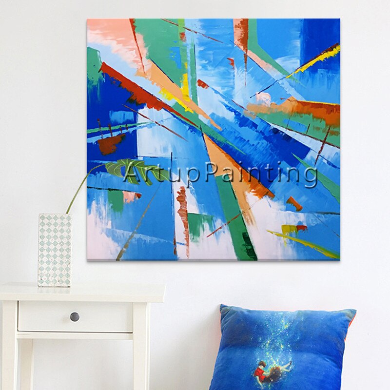 Pinturas al &oacute;leo sobre lienzo pintadas a mano, pintura al &oacute;leo abstracta moderna grande, decoraci&oacute;n de pared, im&aacute;genes art&iacute;sticas para dormitorio om2