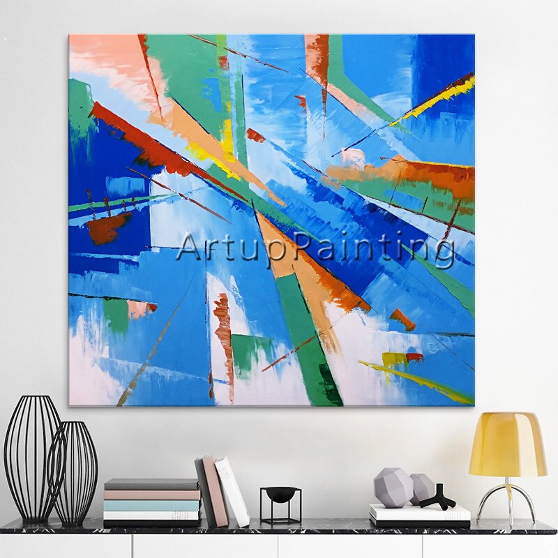 Pinturas al &oacute;leo sobre lienzo pintadas a mano, pintura al &oacute;leo abstracta moderna grande, decoraci&oacute;n de pared, im&aacute;genes art&iacute;sticas para dormitorio om2