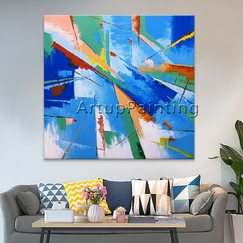 Pinturas al &oacute;leo sobre lienzo pintadas a mano, pintura al &oacute;leo abstracta moderna grande, decoraci&oacute;n de pared, im&aacute;genes art&iacute;sticas para dormitorio om2