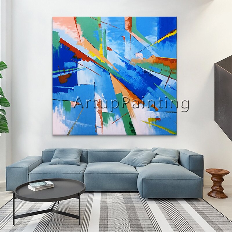Pinturas al &oacute;leo sobre lienzo pintadas a mano, pintura al &oacute;leo abstracta moderna grande, decoraci&oacute;n de pared, im&aacute;genes art&iacute;sticas para dormitorio om2