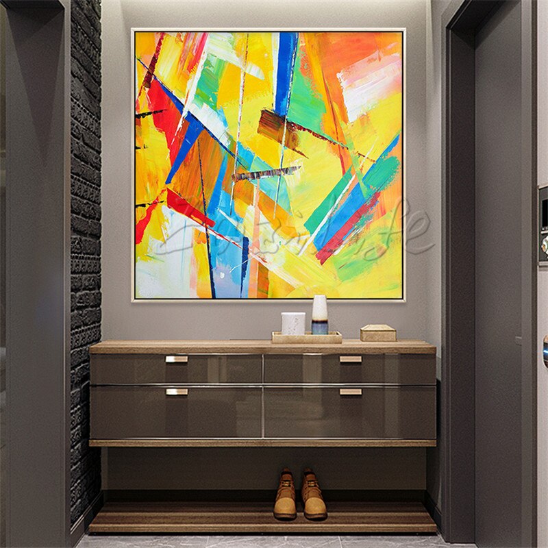 Pinturas al &oacute;leo sobre lienzo pintadas a mano, pintura al &oacute;leo abstracta moderna grande, decoraci&oacute;n de pared, im&aacute;genes art&iacute;sticas para dormitorio om2