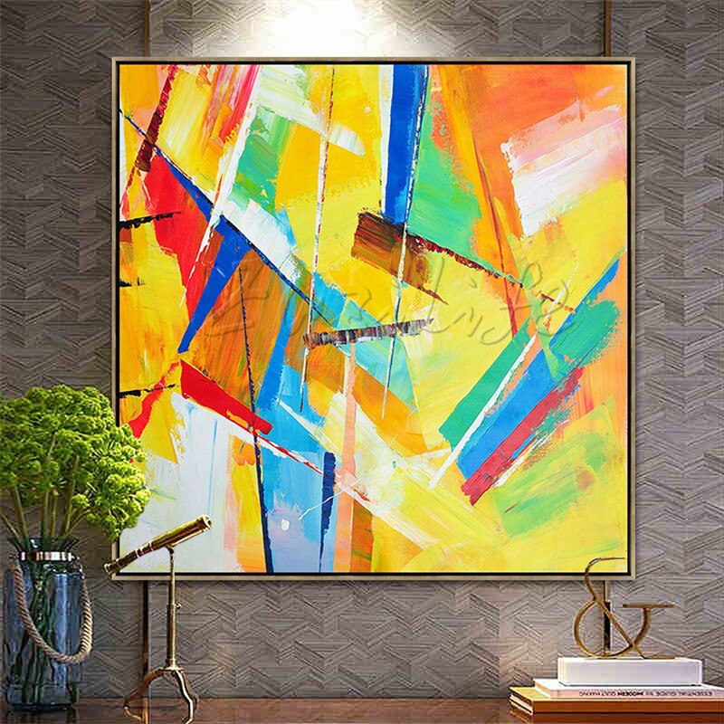 Pinturas al &oacute;leo sobre lienzo pintadas a mano, pintura al &oacute;leo abstracta moderna grande, decoraci&oacute;n de pared, im&aacute;genes art&iacute;sticas para dormitorio om2