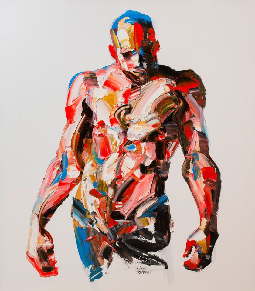 Figura de cuchillo de paleta abstracta moderna, pintura acr&iacute;lica, arte expresista, textura pesada, lienzo de Impasto colorido, decoraci&oacute;n de sal&oacute;n