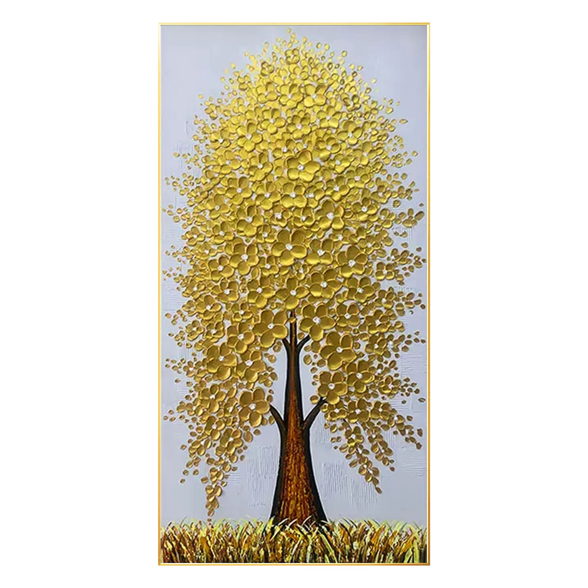 Paleta de pintura de &aacute;rbol texturizado pesado, cuchillo de &Aacute;rbol de Oro, decoraci&oacute;n de Arte de pared Vertical Extra grande
