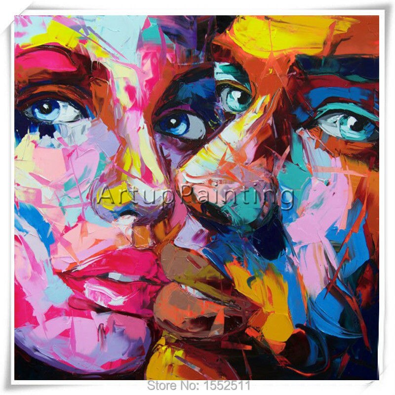Pintura al &oacute;leo de cuchillo de paleta Francoise Nielly, Retrato pintado a mano, Cara de cuchillo, figura de Impasto sobre lienzo, arte Pop 5