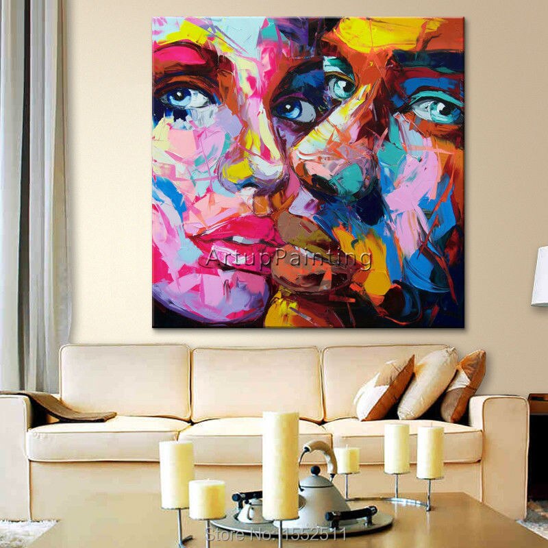 Pintura al &oacute;leo de cuchillo de paleta Francoise Nielly, Retrato pintado a mano, Cara de cuchillo, figura de Impasto sobre lienzo, arte Pop 5