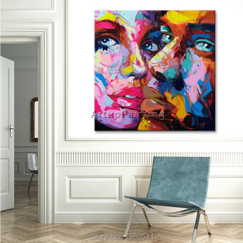 Pintura al &oacute;leo de cuchillo de paleta Francoise Nielly, Retrato pintado a mano, Cara de cuchillo, figura de Impasto sobre lienzo, arte Pop 5