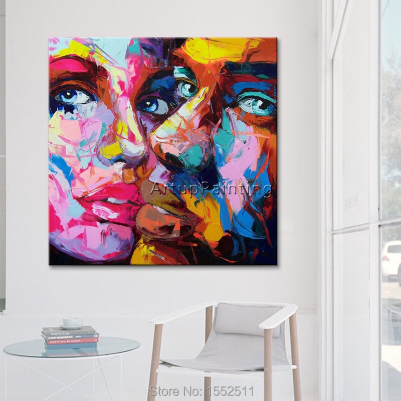 Pintura al &oacute;leo de cuchillo de paleta Francoise Nielly, Retrato pintado a mano, Cara de cuchillo, figura de Impasto sobre lienzo, arte Pop 5