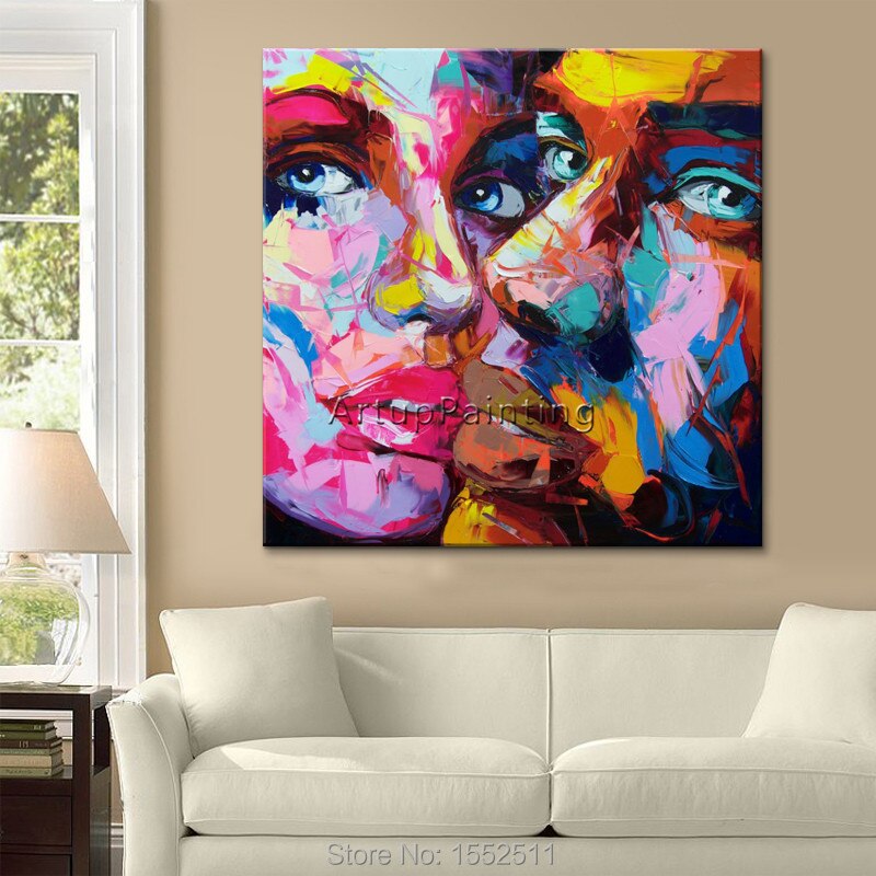 Pintura al &oacute;leo de cuchillo de paleta Francoise Nielly, Retrato pintado a mano, Cara de cuchillo, figura de Impasto sobre lienzo, arte Pop 5