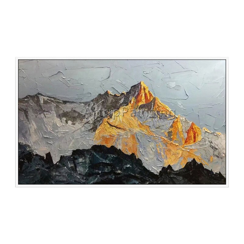 Pintura acr&iacute;lica en lienzo para decoraci&oacute;n del hogar, pintura abstracta con cuchillo de paleta de monta&ntilde;a, sala de estar de pared para im&aacute;genes art&iacute;sticas, cuadro 5