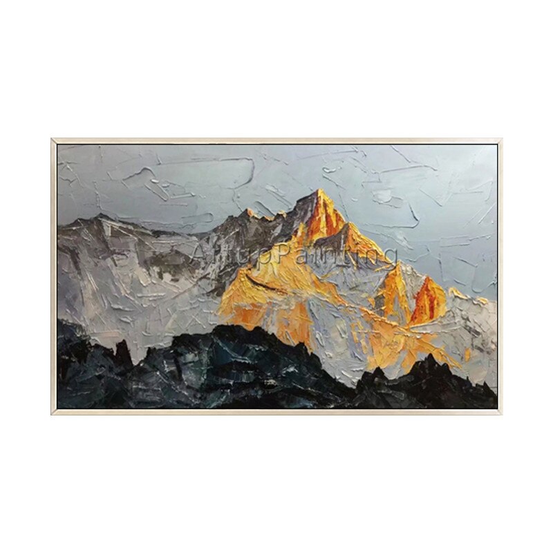 Pintura acr&iacute;lica en lienzo para decoraci&oacute;n del hogar, pintura abstracta con cuchillo de paleta de monta&ntilde;a, sala de estar de pared para im&aacute;genes art&iacute;sticas, cuadro 5