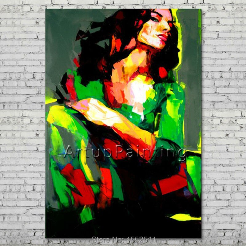 Paleta de cuchillo para retrato de cara, pintura al &oacute;leo de personaje, figura canva pintada a mano, cuadro art&iacute;stico de pared de francotirador Nielly para sala de estar 15