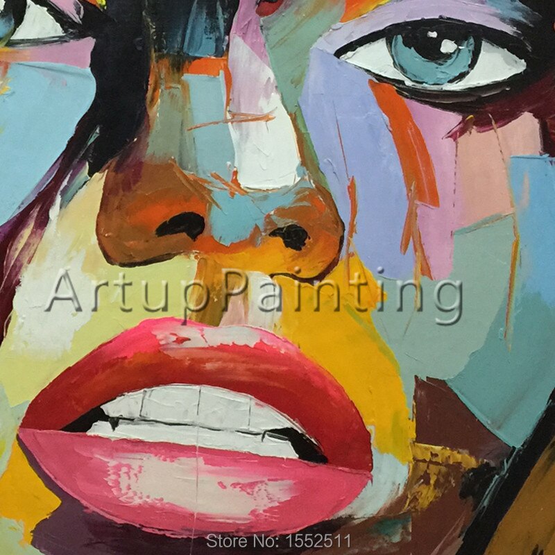 Paleta de pintura al &oacute;leo de retrato, pintura de cara de cuchillo, figura de Impasto sobre lienzo, arte de pared de francotirador Nielly pintado a mano