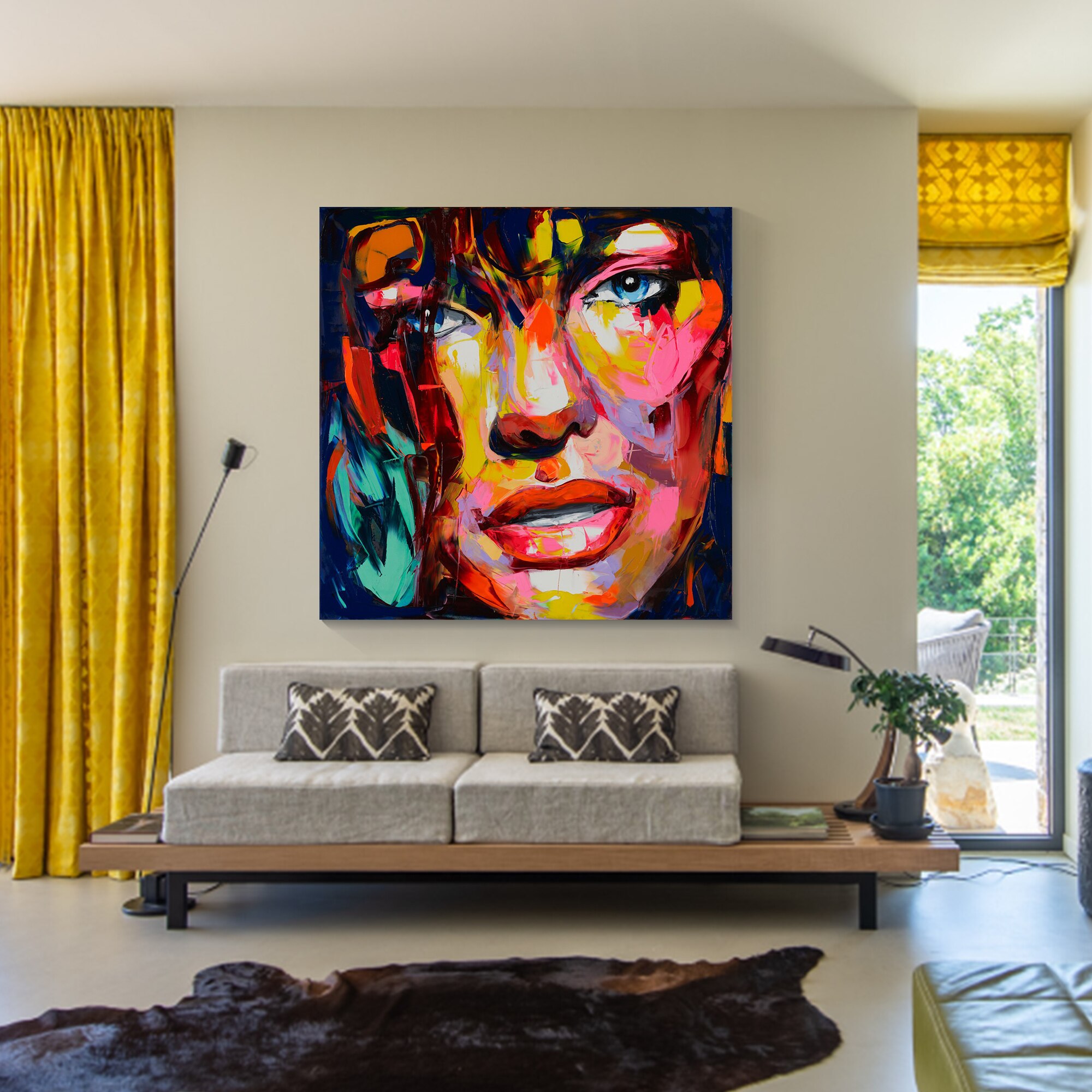 Paleta de pintura facial en lienzo, cuchillo pintado a mano, pintura al &oacute;leo de Francoise Nielly, im&aacute;genes art&iacute;sticas de pared para sala de estar, decoraci&oacute;n del hogar 03