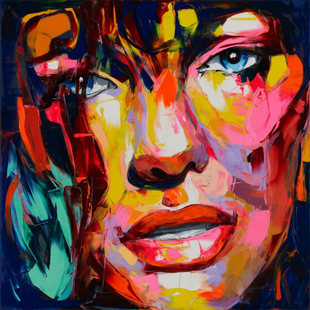 Paleta de pintura facial en lienzo, cuchillo pintado a mano, pintura al &oacute;leo de Francoise Nielly, im&aacute;genes art&iacute;sticas de pared para sala de estar, decoraci&oacute;n del hogar 03