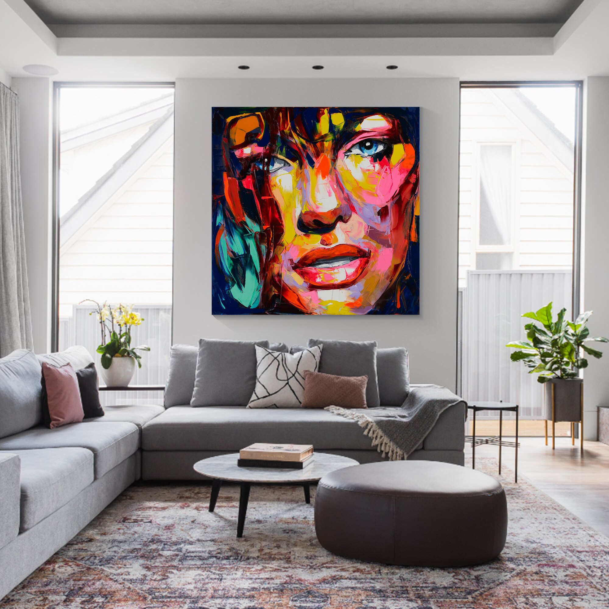 Paleta de pintura facial en lienzo, cuchillo pintado a mano, pintura al &oacute;leo de Francoise Nielly, im&aacute;genes art&iacute;sticas de pared para sala de estar, decoraci&oacute;n del hogar 03