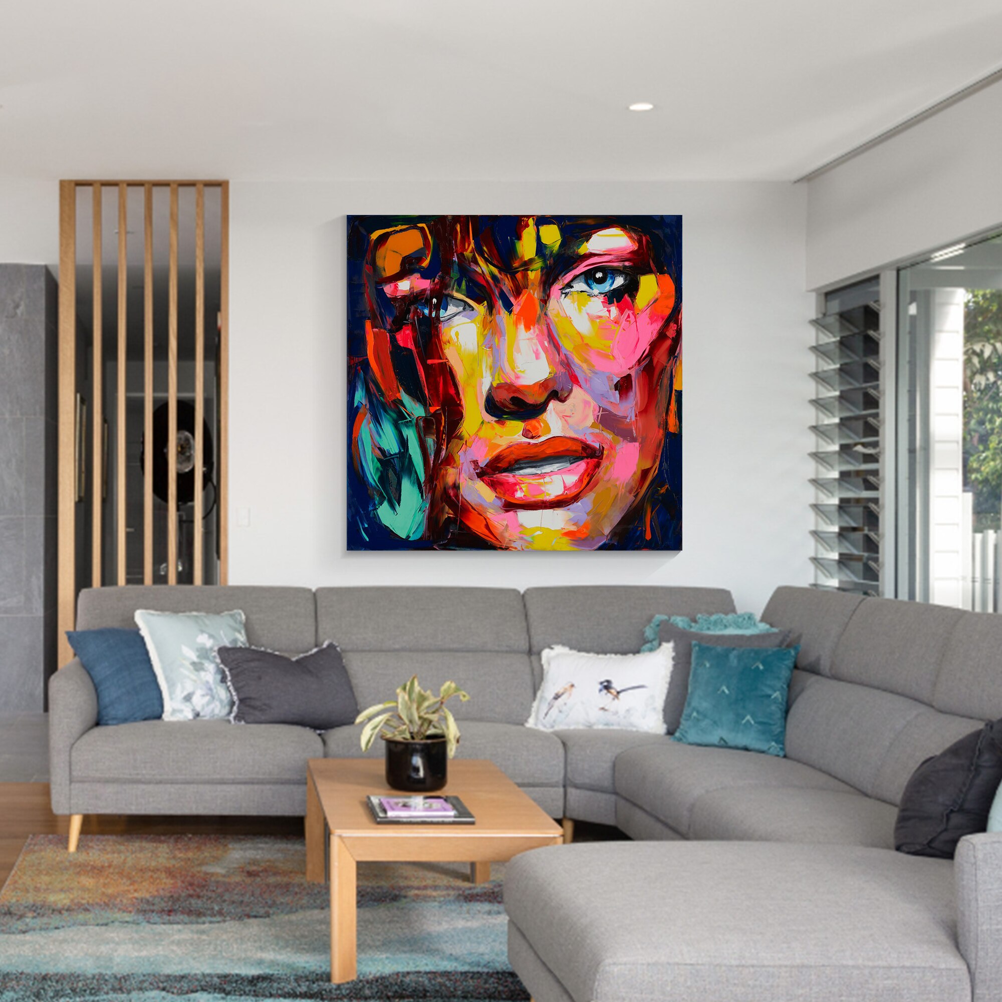 Paleta de pintura facial en lienzo, cuchillo pintado a mano, pintura al &oacute;leo de Francoise Nielly, im&aacute;genes art&iacute;sticas de pared para sala de estar, decoraci&oacute;n del hogar 03