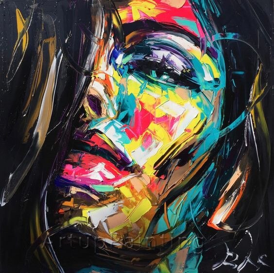 Francotirador Nielly-pintura al &oacute;leo sobre lienzo para decoraci&oacute;n de caudros, paleta con cuchillo para la cara, pintado a mano, im&aacute;genes art&iacute;sticas de pared para sala de estar