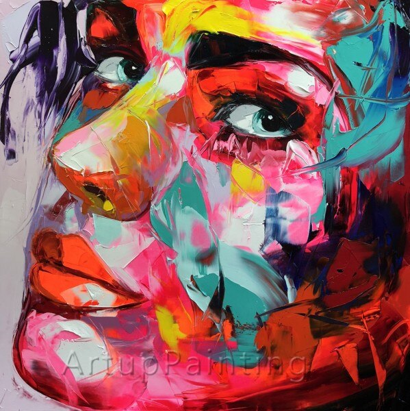 Francoise Nielly canvas hand painted oil Painting Palette knife Face potrait wall art caudros picture for living room home decor