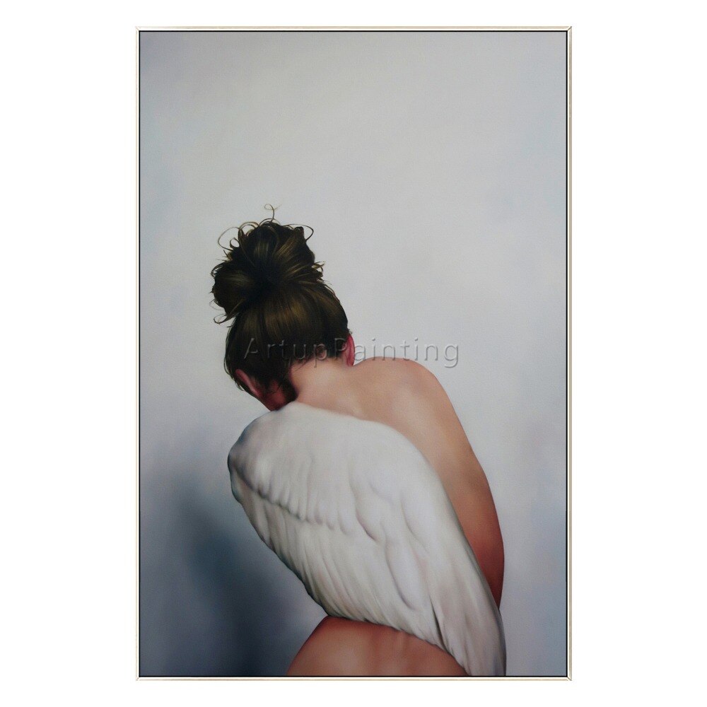 Modern oil Painting on Canvas Hand Painted white feather woman’s back potrait Wall Art Picture for Living Room Home Decoration Modern oil Painting on Canvas Hand Painted white feather woman’s back potrait Wall Art Picture for Living Room Home Decoration