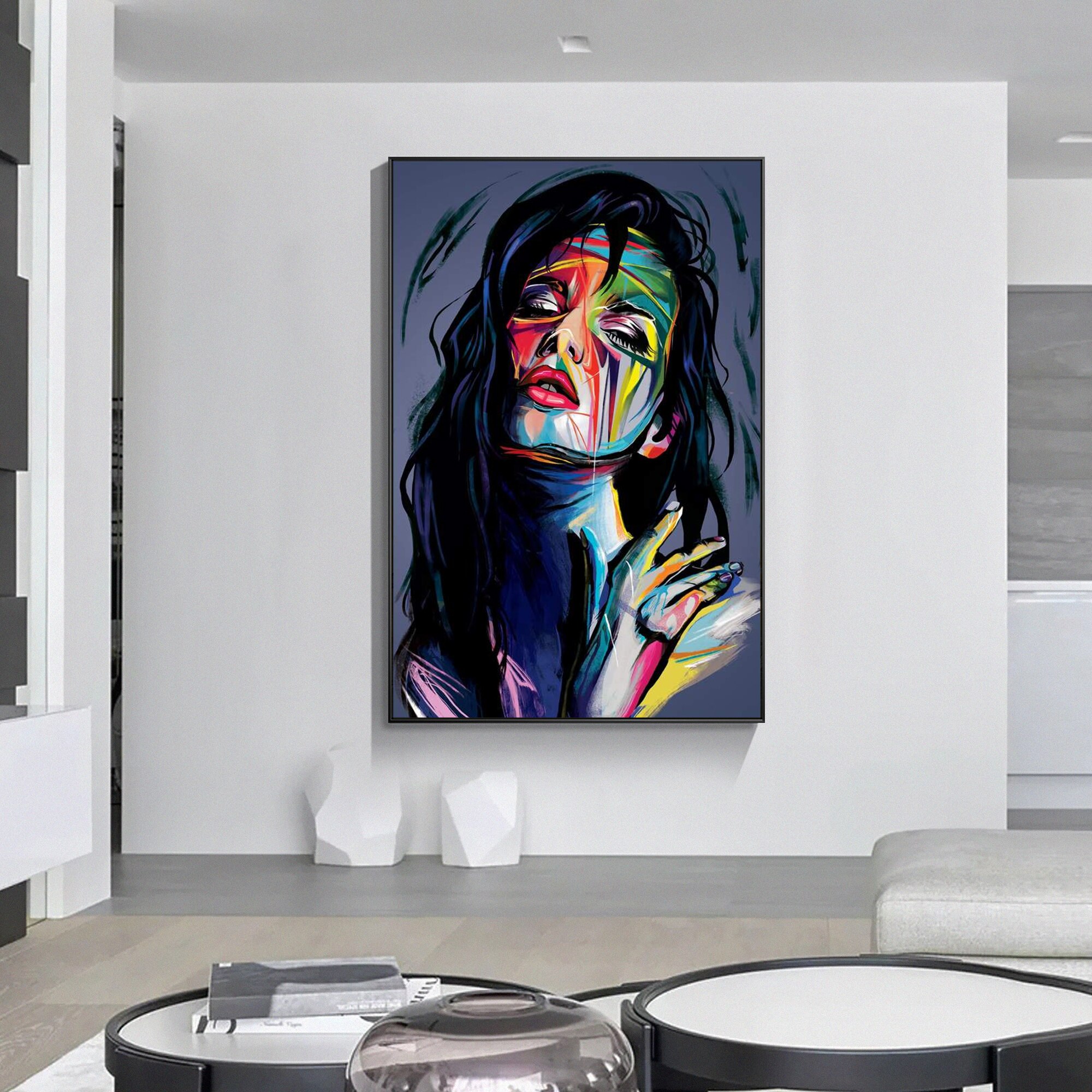 Abstract Portrait oil painting Francoise Nielly Colorful Palette knife canvas painting art poster decoration salon