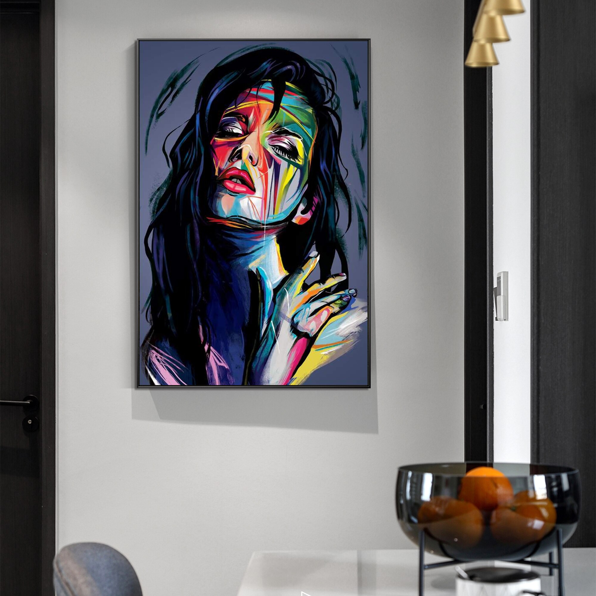Abstract Portrait oil painting Francoise Nielly Colorful Palette knife canvas painting art poster decoration salon