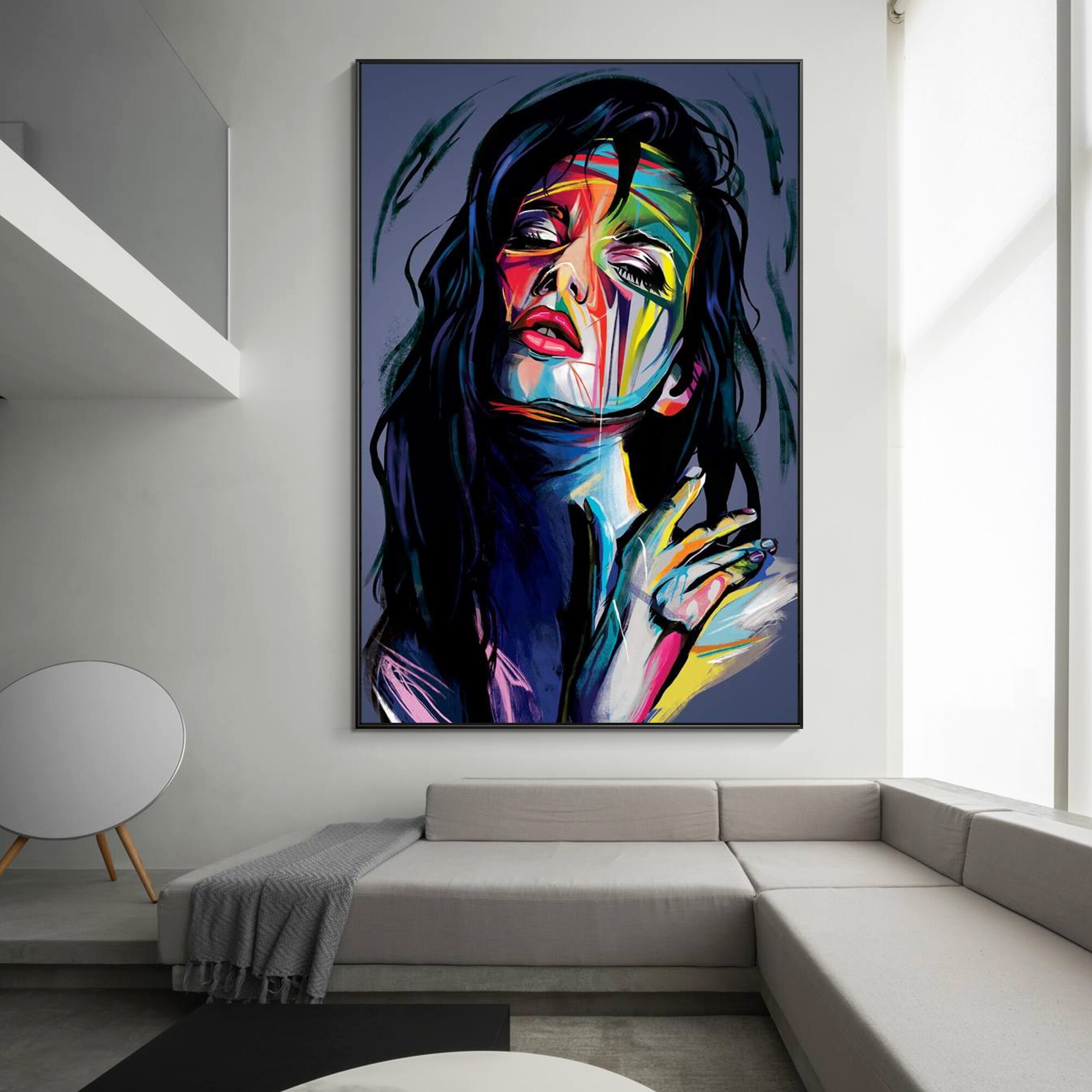 Abstract Portrait oil painting Francoise Nielly Colorful Palette knife canvas painting art poster decoration salon