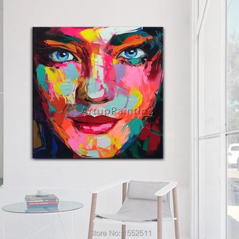 Portrait Face Oil painting Palette Knife Impasto figure canvas Hand painted Francoise Nielly Wall Art Pictures for living room 2