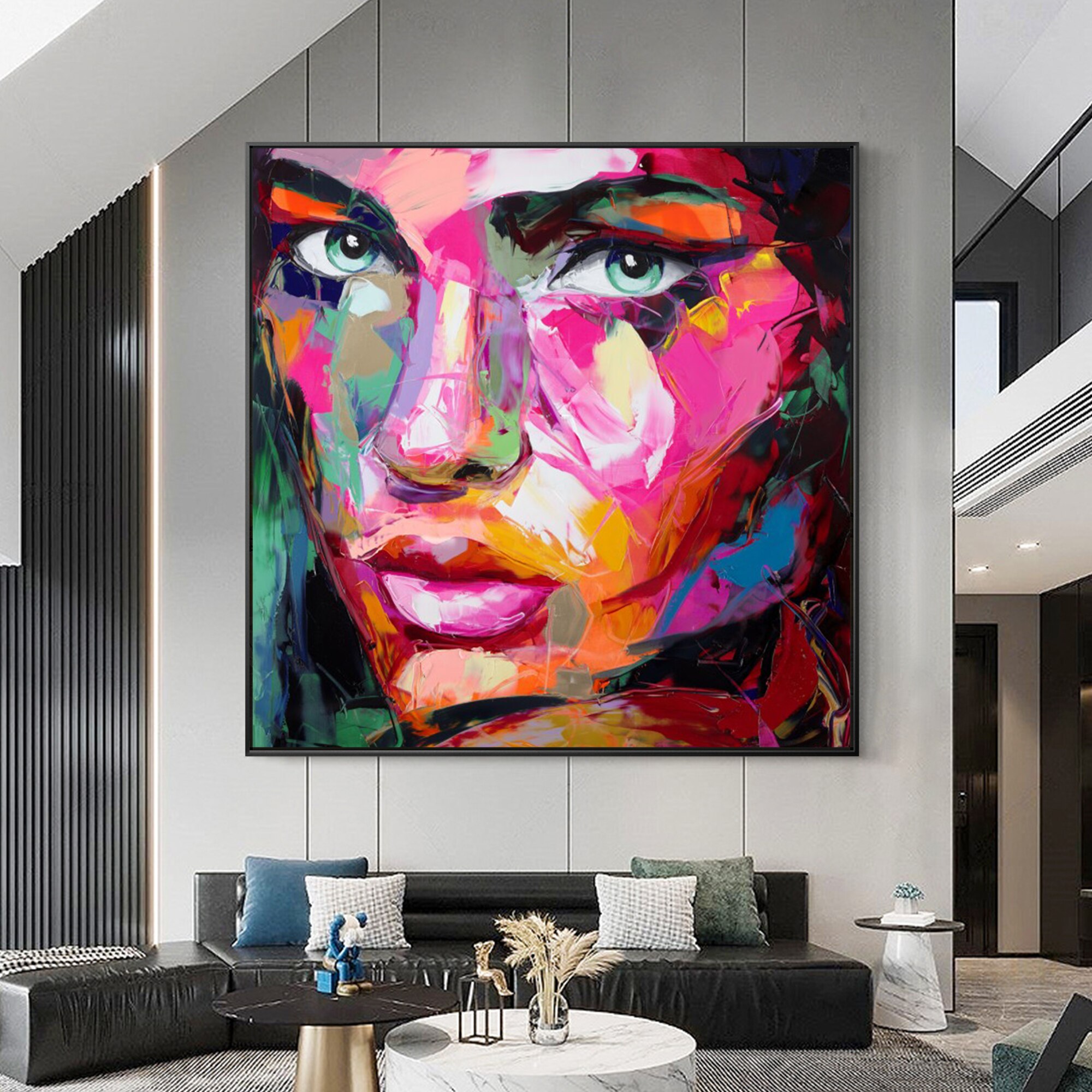 Face oil painting on canvas Francoise Nielly wall art pictures for living room heavy texture Palette knife caudros decoration