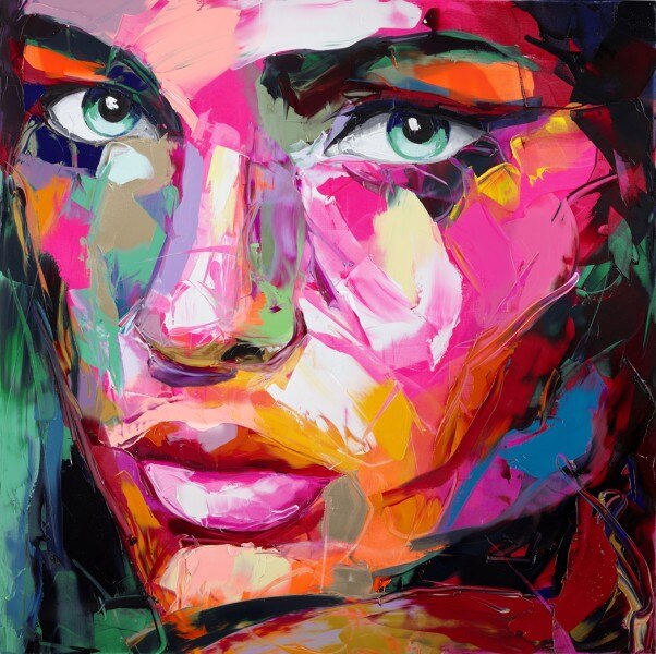Face oil painting on canvas Francoise Nielly wall art pictures for living room heavy texture Palette knife caudros decoration