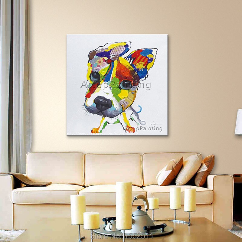 Acrylic dog painting Canvas painting Wall art Pictures For Living Room home decor caudros decoracion plattle knife animal art01