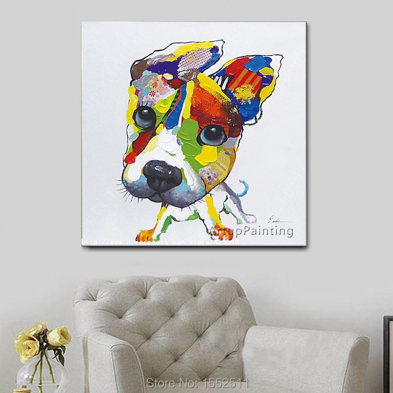 Acrylic dog painting Canvas painting Wall art Pictures For Living Room home decor caudros decoracion plattle knife animal art01