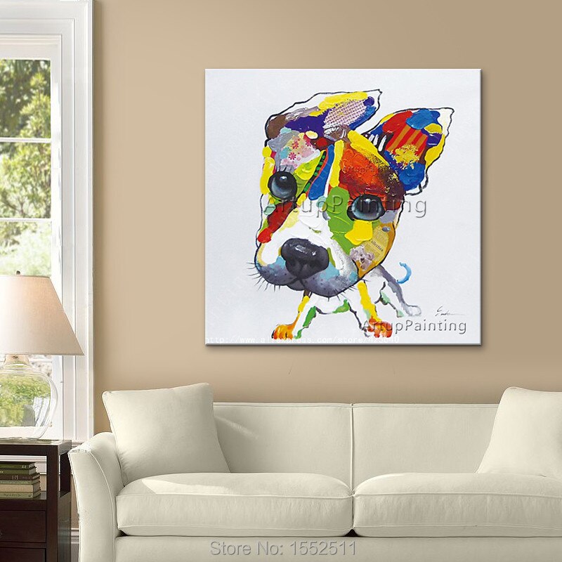 Acrylic dog painting Canvas painting Wall art Pictures For Living Room home decor caudros decoracion plattle knife animal art01