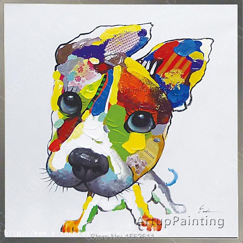 Acrylic dog painting Canvas painting Wall art Pictures For Living Room home decor caudros decoracion plattle knife animal art01