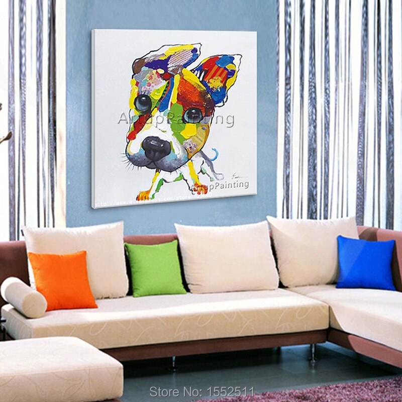Acrylic dog painting Canvas painting Wall art Pictures For Living Room home decor caudros decoracion plattle knife animal art01