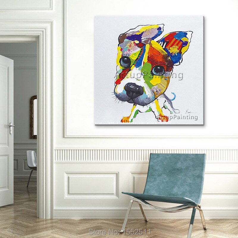 Acrylic dog painting Canvas painting Wall art Pictures For Living Room home decor caudros decoracion plattle knife animal art01