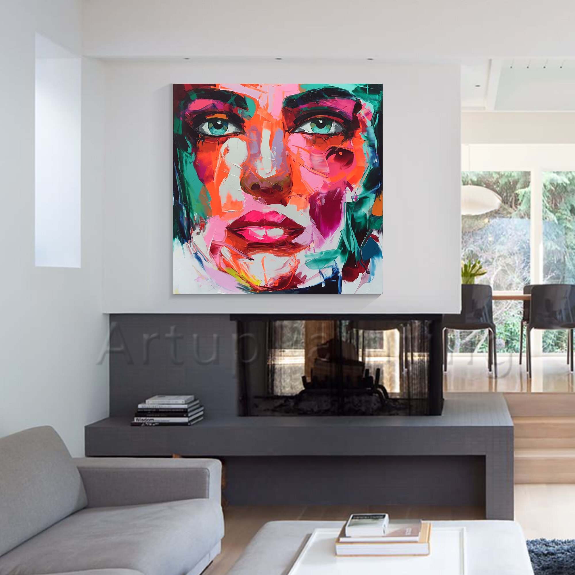 Palette knife painting portrait Palette knife Face Oil painting Impasto figure on canvas Hand painted Francoise Nielly 54