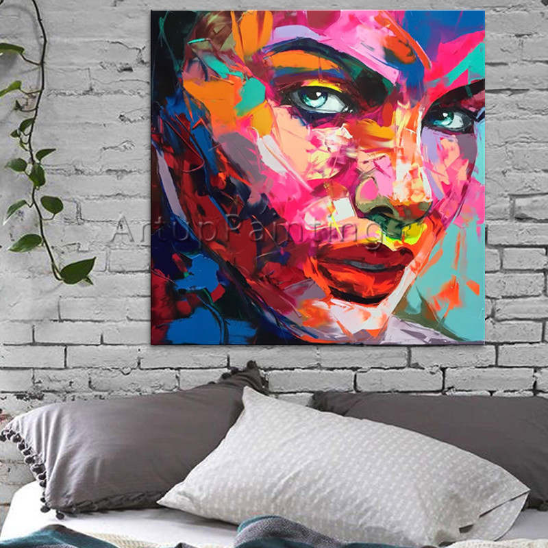 Palette knife painting portrait Palette knife Face Oil painting Impasto figure on canvas Hand painted Francoise Nielly 51