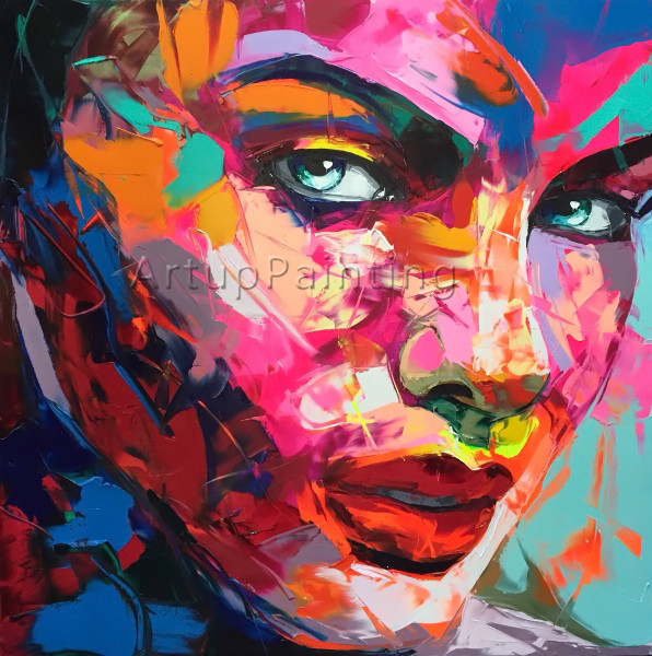 Palette knife painting portrait Palette knife Face Oil painting Impasto figure on canvas Hand painted Francoise Nielly 51