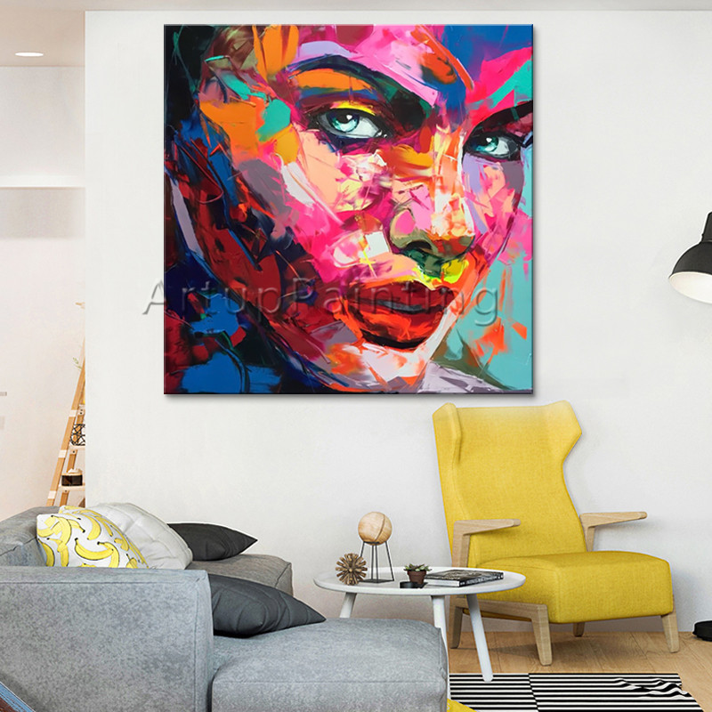 Palette knife painting portrait Palette knife Face Oil painting Impasto figure on canvas Hand painted Francoise Nielly 51
