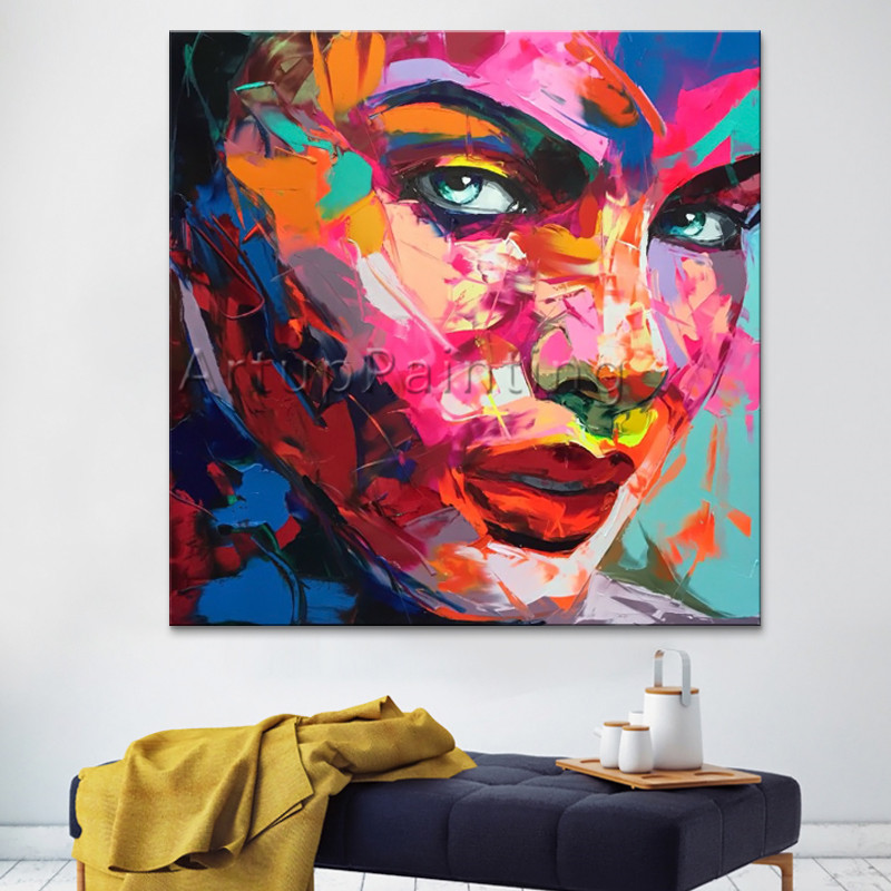 Palette knife painting portrait Palette knife Face Oil painting Impasto figure on canvas Hand painted Francoise Nielly 51
