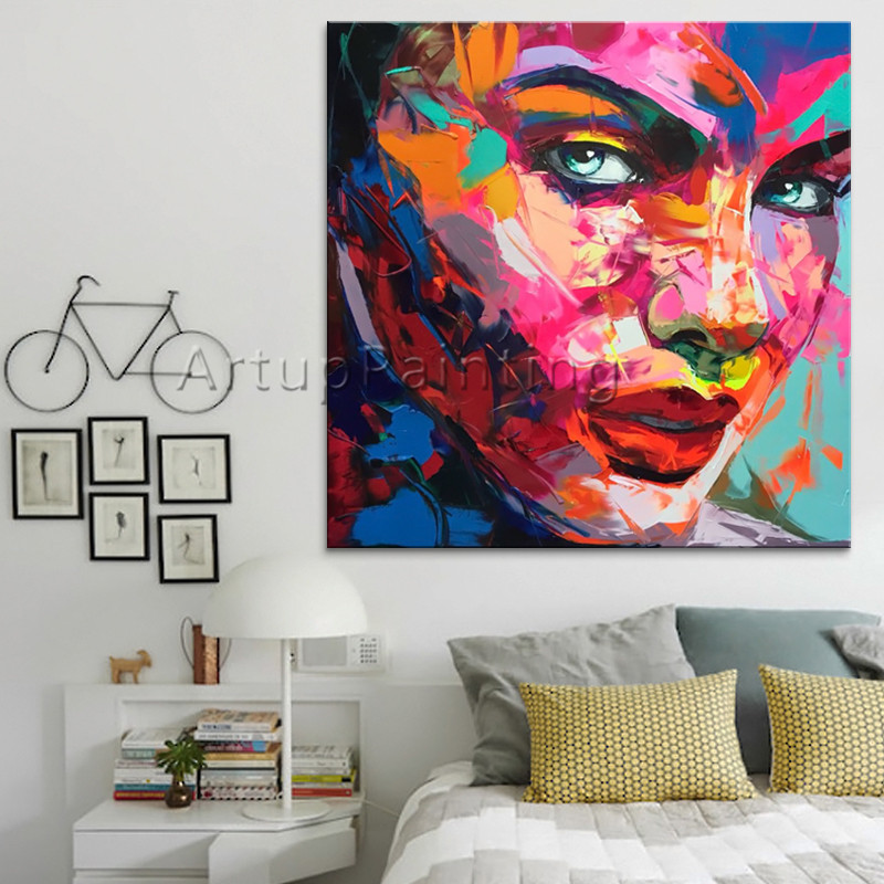 Palette knife painting portrait Palette knife Face Oil painting Impasto figure on canvas Hand painted Francoise Nielly 51