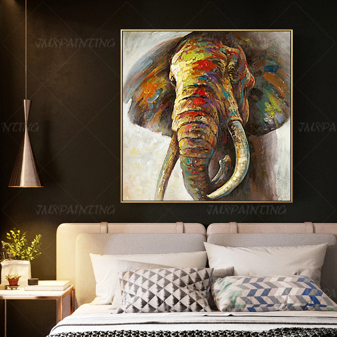 Elephant Painting Hand Painted Impressionist Animal Wall Art Square Frame Wall Art Bedroom Home Decor Elephant Painting Hand Painted Impressionist Animal Wall Art Square Frame Wall Art Bedroom Home Decor