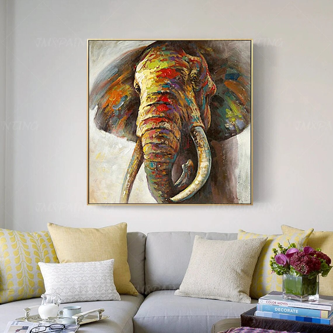 Elephant Painting Hand Painted Impressionist Animal Wall Art Square Frame Wall Art Bedroom Home Decor Elephant Painting Hand Painted Impressionist Animal Wall Art Square Frame Wall Art Bedroom Home Decor