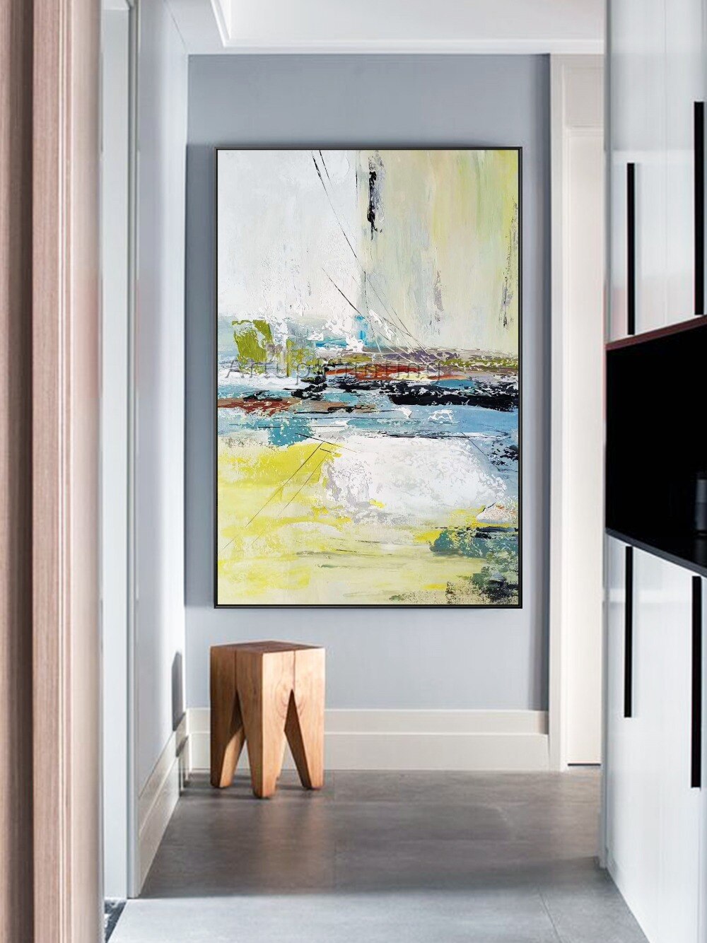 Modern Abstract Green yellow Oil Painting on Canvas Wall Art Picture Home Decoration for Living Room Hand Painted