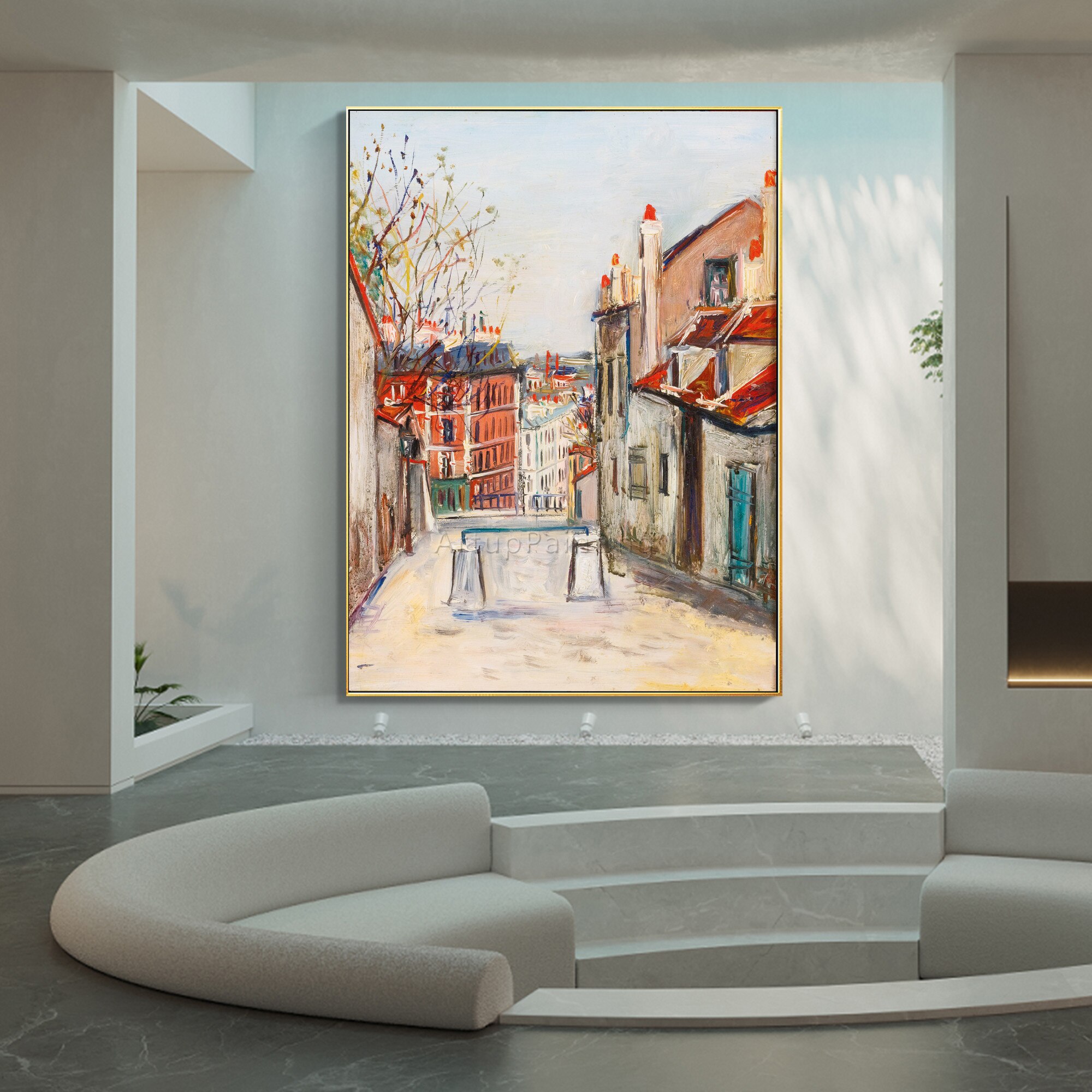 Cityscpae Paris Street Hand Painting Canvas Vintage Countryside oil painting acrylic large wall art Poster picture home decor
