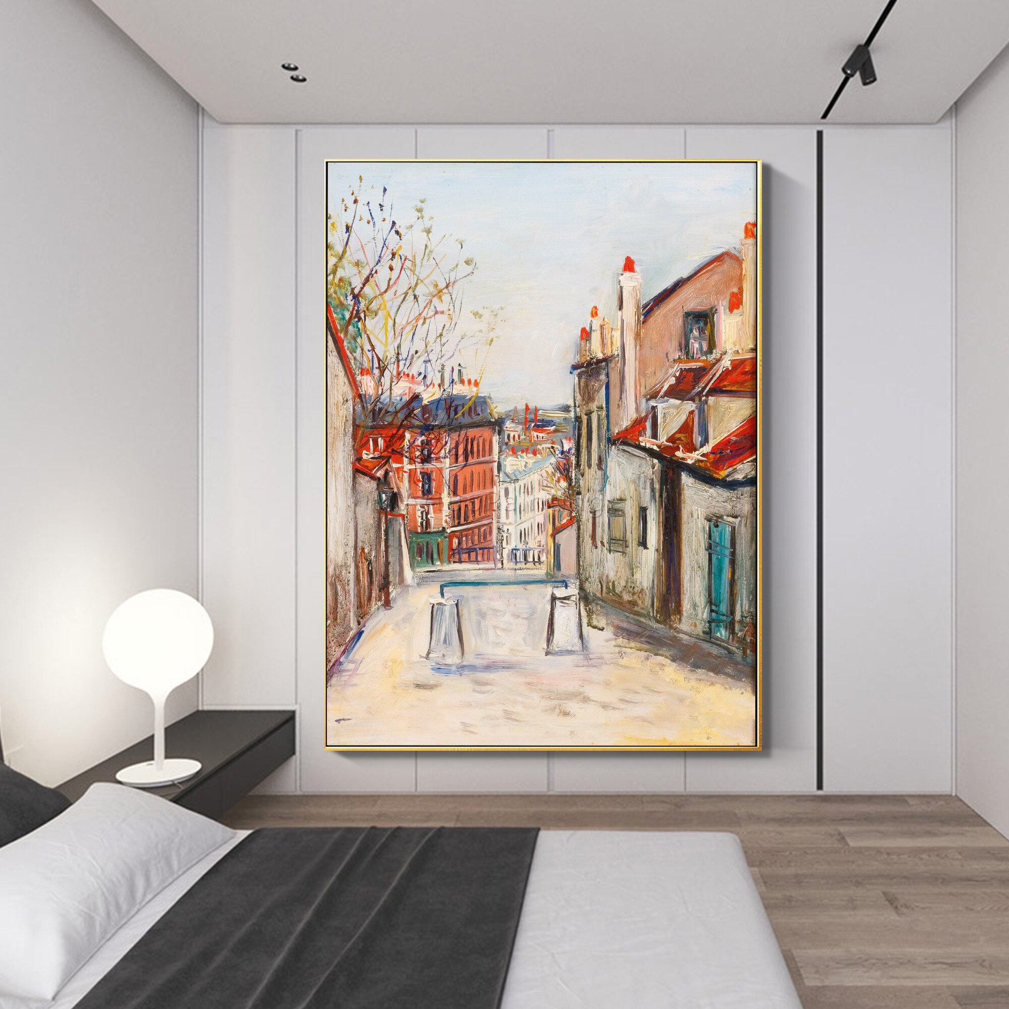 Cityscpae Paris Street Hand Painting Canvas Vintage Countryside oil painting acrylic large wall art Poster picture home decor