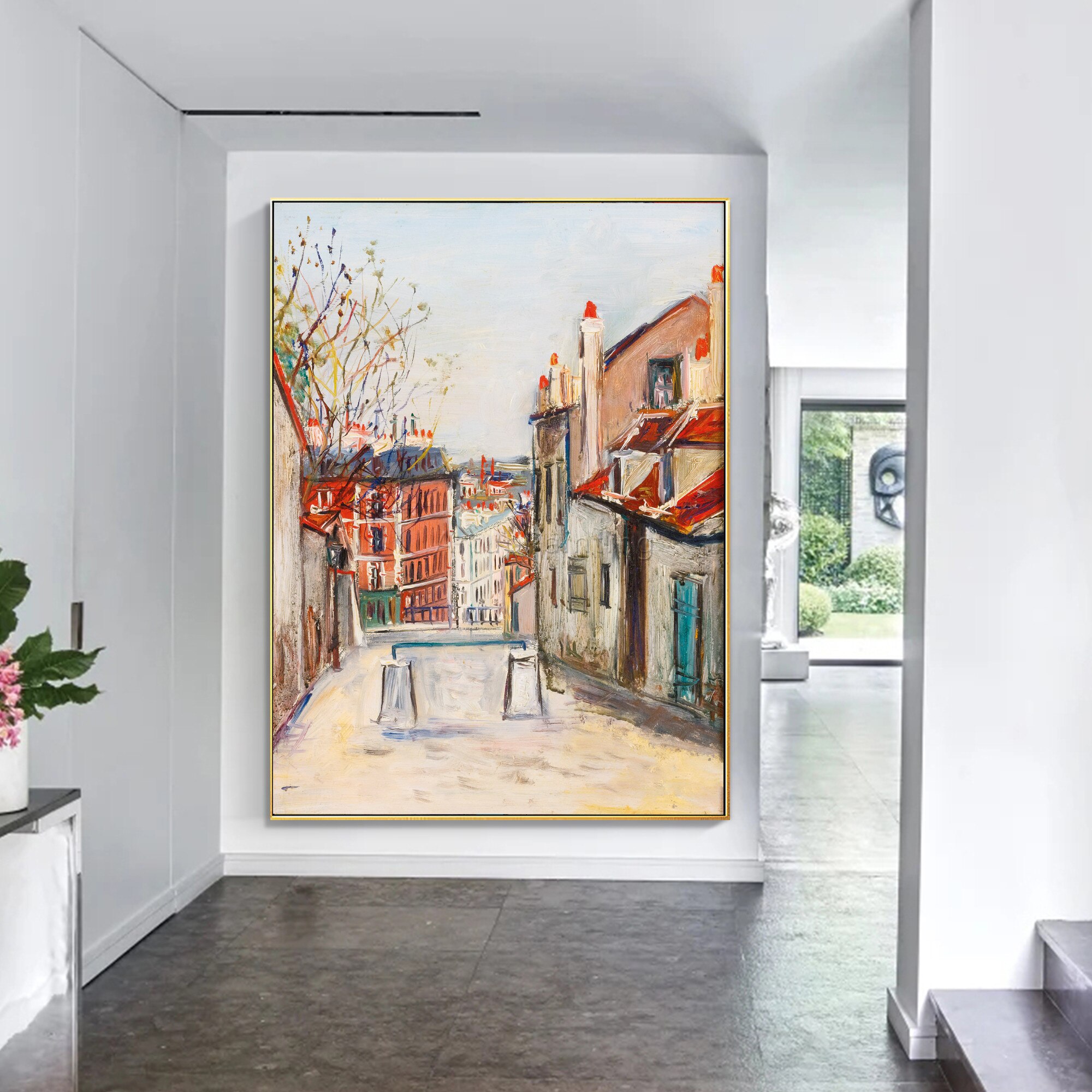 Cityscpae Paris Street Hand Painting Canvas Vintage Countryside oil painting acrylic large wall art Poster picture home decor