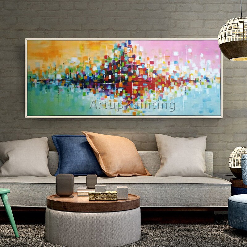 Pintura acr&iacute;lica en lienzo para decoraci&oacute;n del hogar, arte de pared para sala de estar, cuadros abstractos modernos, 14