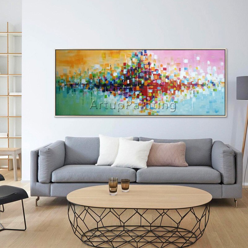 Pintura acr&iacute;lica en lienzo para decoraci&oacute;n del hogar, arte de pared para sala de estar, cuadros abstractos modernos, 14